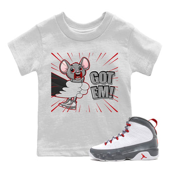 Jordan 9 Fire Red Sneaker Match Tees T&J Got Em Sneaker Tees Jordan 9 Fire Red Sneaker Release Tees Kids Shirts