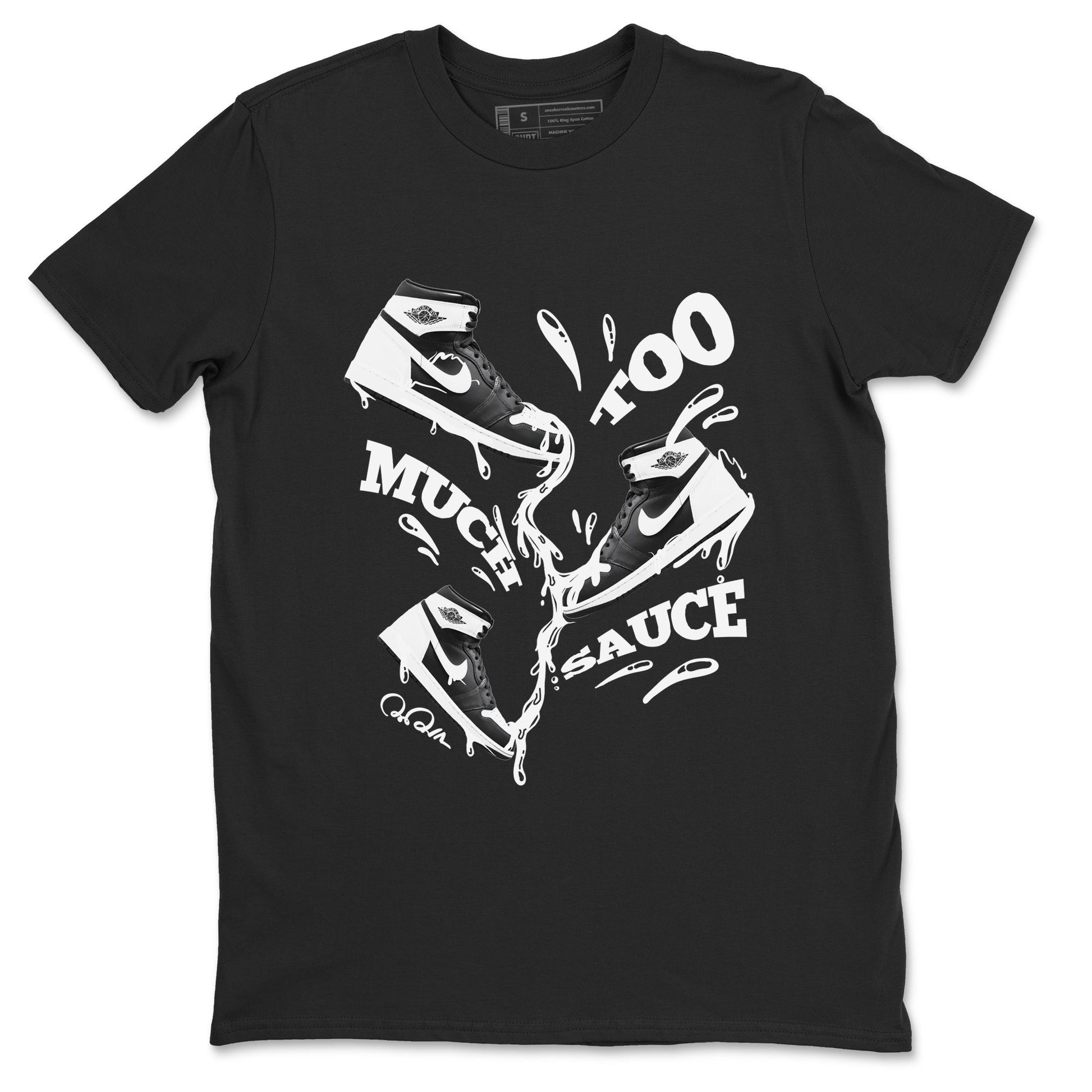 1s Black White shirt to match jordans Too Much Sauce sneaker tees Air Jordan 1 High OG Black White SNRT Sneaker Release Tees unisex cotton Black 2 crew neck shirt