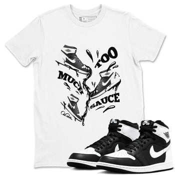 1s Black White shirt to match jordans Too Much Sauce sneaker tees Air Jordan 1 High OG Black White SNRT Sneaker Release Tees unisex cotton White 1 crew neck shirt