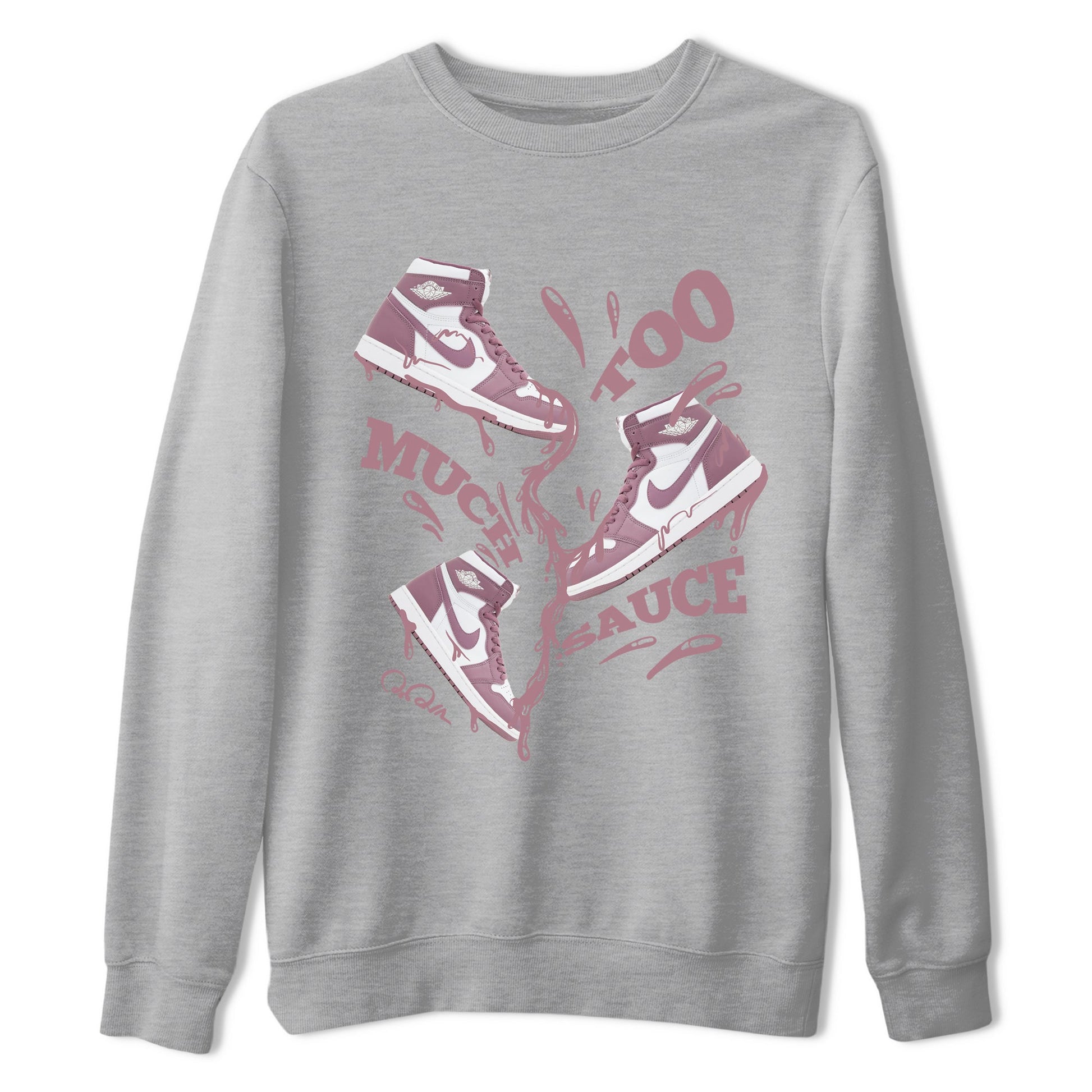 Air Jordan 1 Mauve shirt to match jordans Too Much Sauce sneaker tees AJ1Mauve SNRT Sneaker Release Tees Unisex Heather Grey 2 T-Shirt