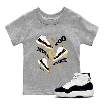 11s Gratitude shirt to match jordans Too Much Sauce sneaker tees Air Jordan 11 Gratitude SNRT sneaker release tees baby toddler Heather Grey 1 cotton Shirt