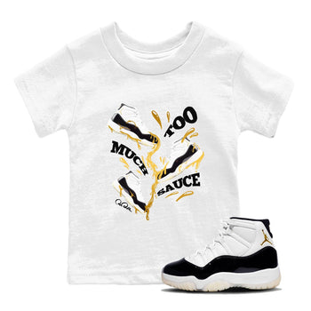 11s Gratitude shirt to match jordans Too Much Sauce sneaker tees Air Jordan 11 Gratitude SNRT sneaker release tees baby toddler White 1 cotton Shirt