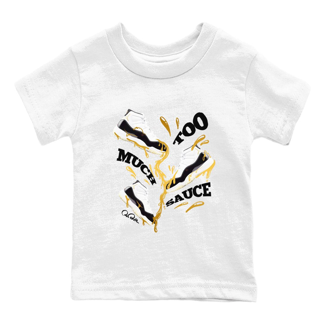 11s Gratitude shirt to match jordans Too Much Sauce sneaker tees Air Jordan 11 Gratitude SNRT sneaker release tees baby toddler White 2 cotton Shirt
