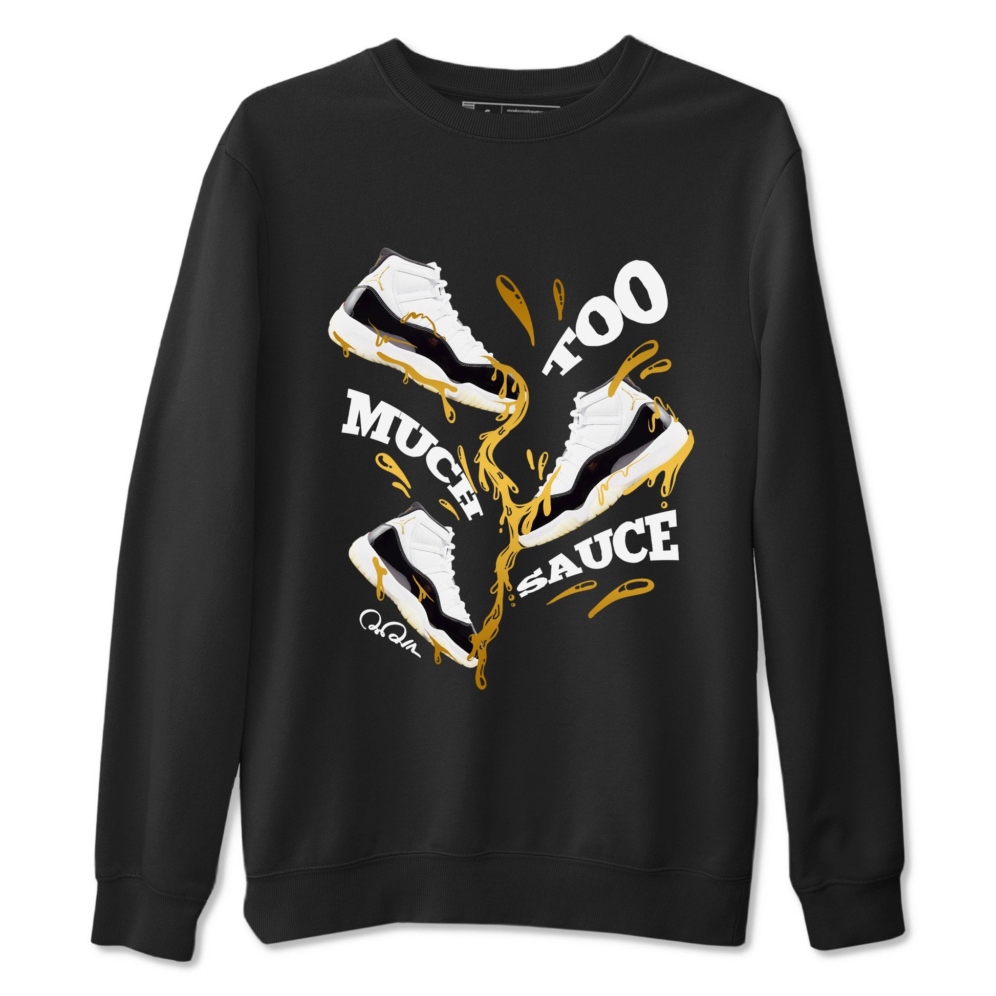11s Gratitude shirt to match jordans Too Much Sauce sneaker tees Air Jordan 11 Gratitude SNRT Sneaker Release Tees unisex cotton Black 2 crew neck shirt