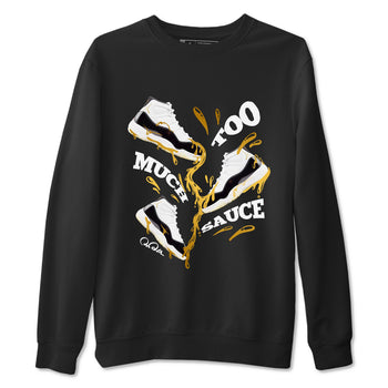 11s Gratitude shirt to match jordans Too Much Sauce sneaker tees Air Jordan 11 Gratitude SNRT Sneaker Release Tees unisex cotton Black 2 crew neck shirt