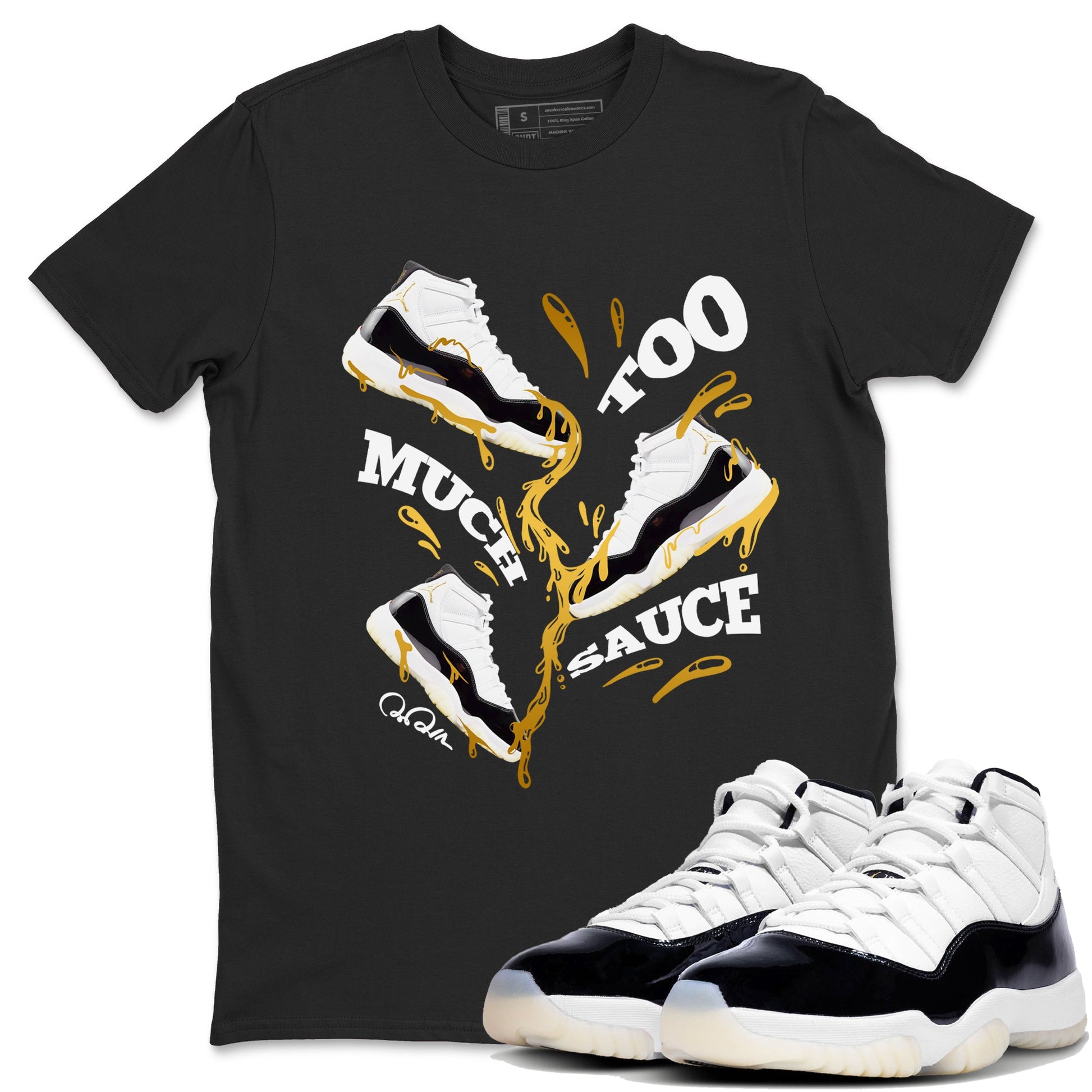 11s Gratitude shirt to match jordans Too Much Sauce sneaker tees Air Jordan 11 Gratitude SNRT Sneaker Release Tees unisex cotton Black 1 crew neck shirt