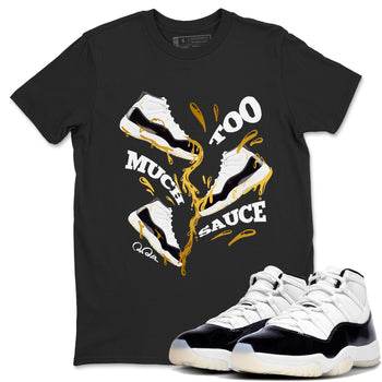 11s Gratitude shirt to match jordans Too Much Sauce sneaker tees Air Jordan 11 Gratitude SNRT Sneaker Release Tees unisex cotton Black 1 crew neck shirt