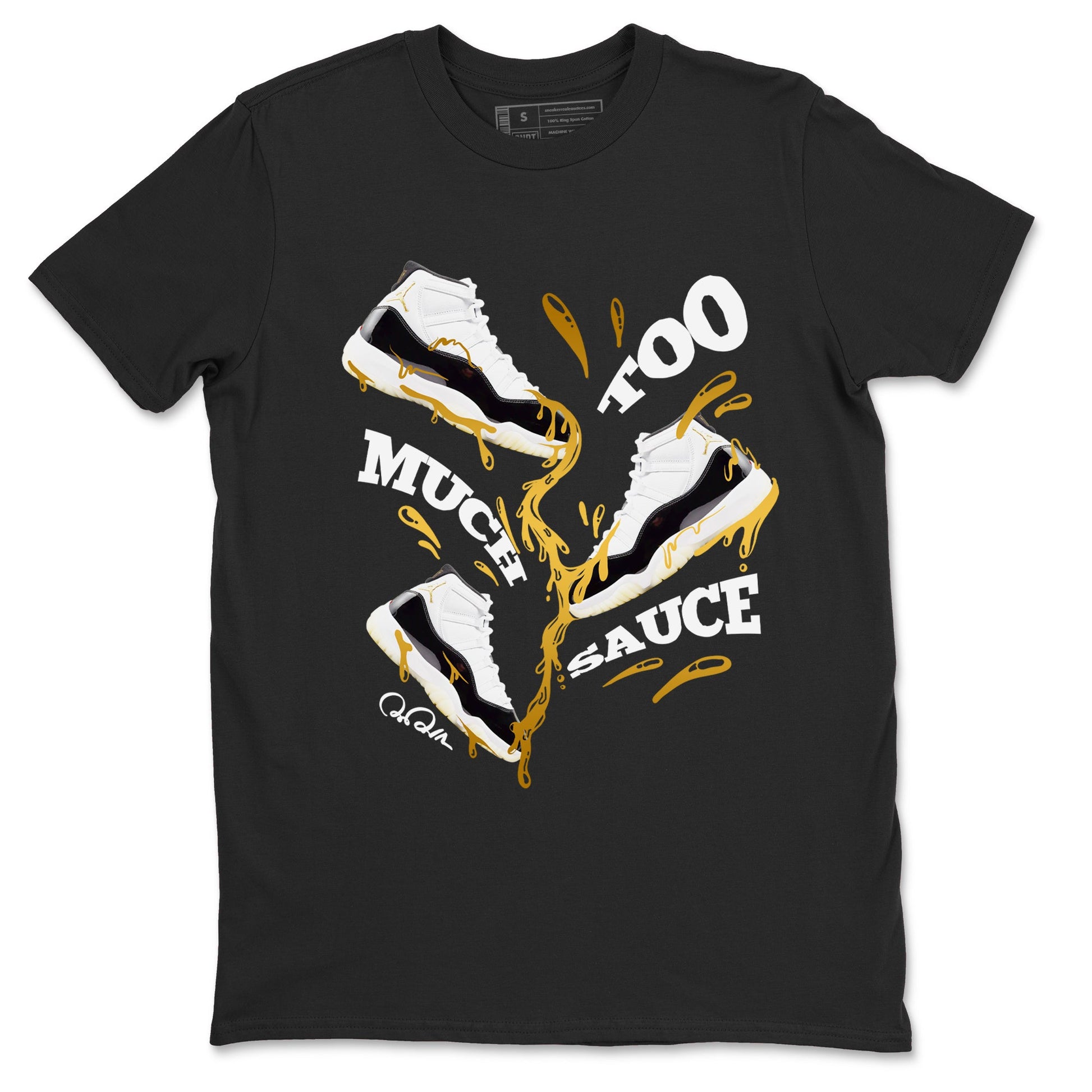 11s Gratitude shirt to match jordans Too Much Sauce sneaker tees Air Jordan 11 Gratitude SNRT Sneaker Release Tees unisex cotton Black 2 crew neck shirt