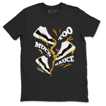 11s Gratitude shirt to match jordans Too Much Sauce sneaker tees Air Jordan 11 Gratitude SNRT Sneaker Release Tees unisex cotton Black 2 crew neck shirt