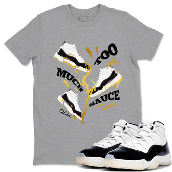 11s Gratitude shirt to match jordans Too Much Sauce sneaker tees Air Jordan 11 Gratitude SNRT Sneaker Release Tees unisex cotton Heather Grey 1 crew neck shirt