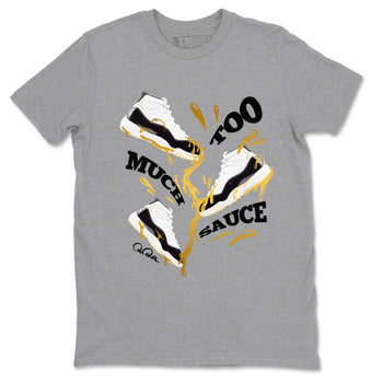 11s Gratitude shirt to match jordans Too Much Sauce sneaker tees Air Jordan 11 Gratitude SNRT Sneaker Release Tees unisex cotton Heather Grey 2 crew neck shirt