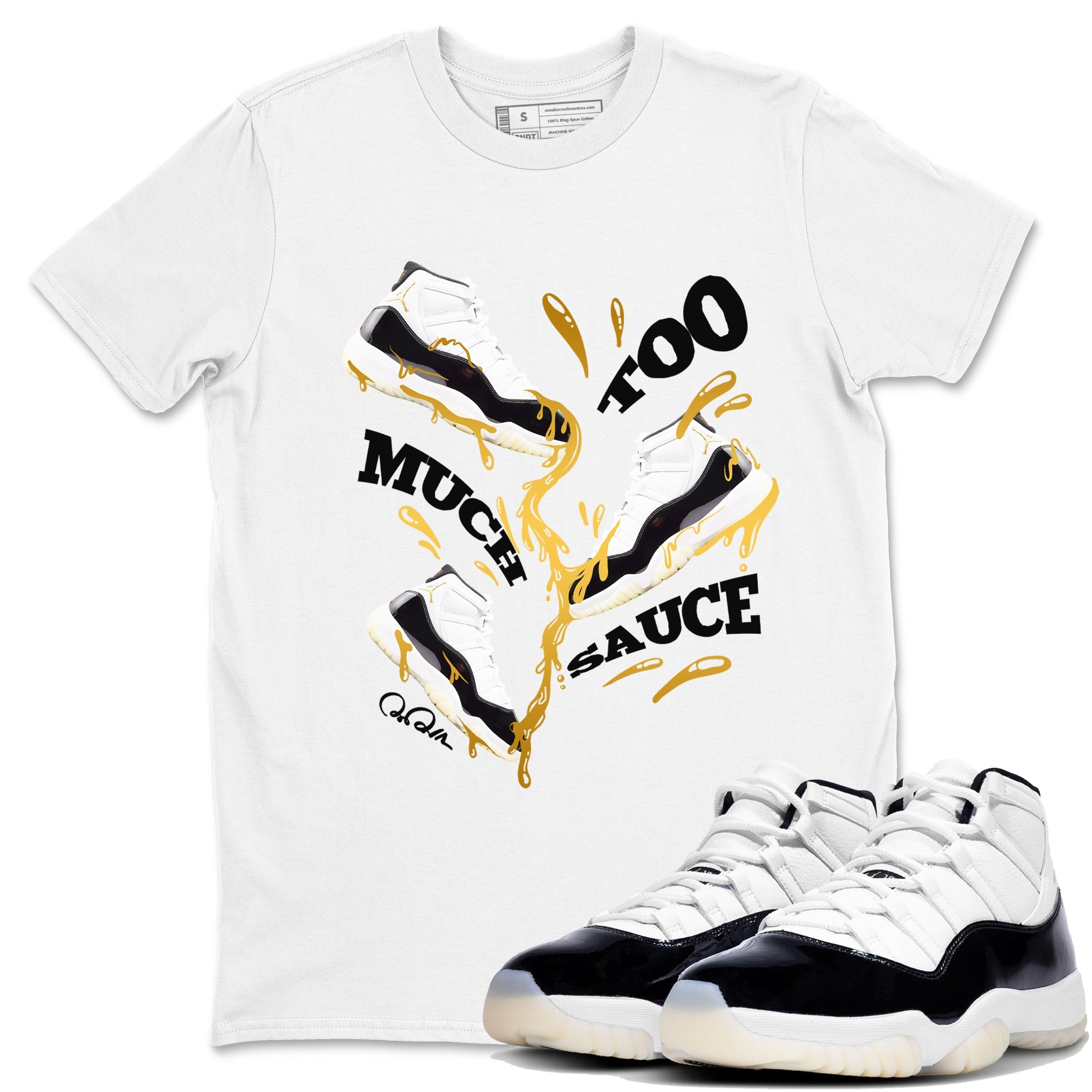 11s Gratitude shirt to match jordans Too Much Sauce sneaker tees Air Jordan 11 Gratitude SNRT Sneaker Release Tees unisex cotton White 1 crew neck shirt
