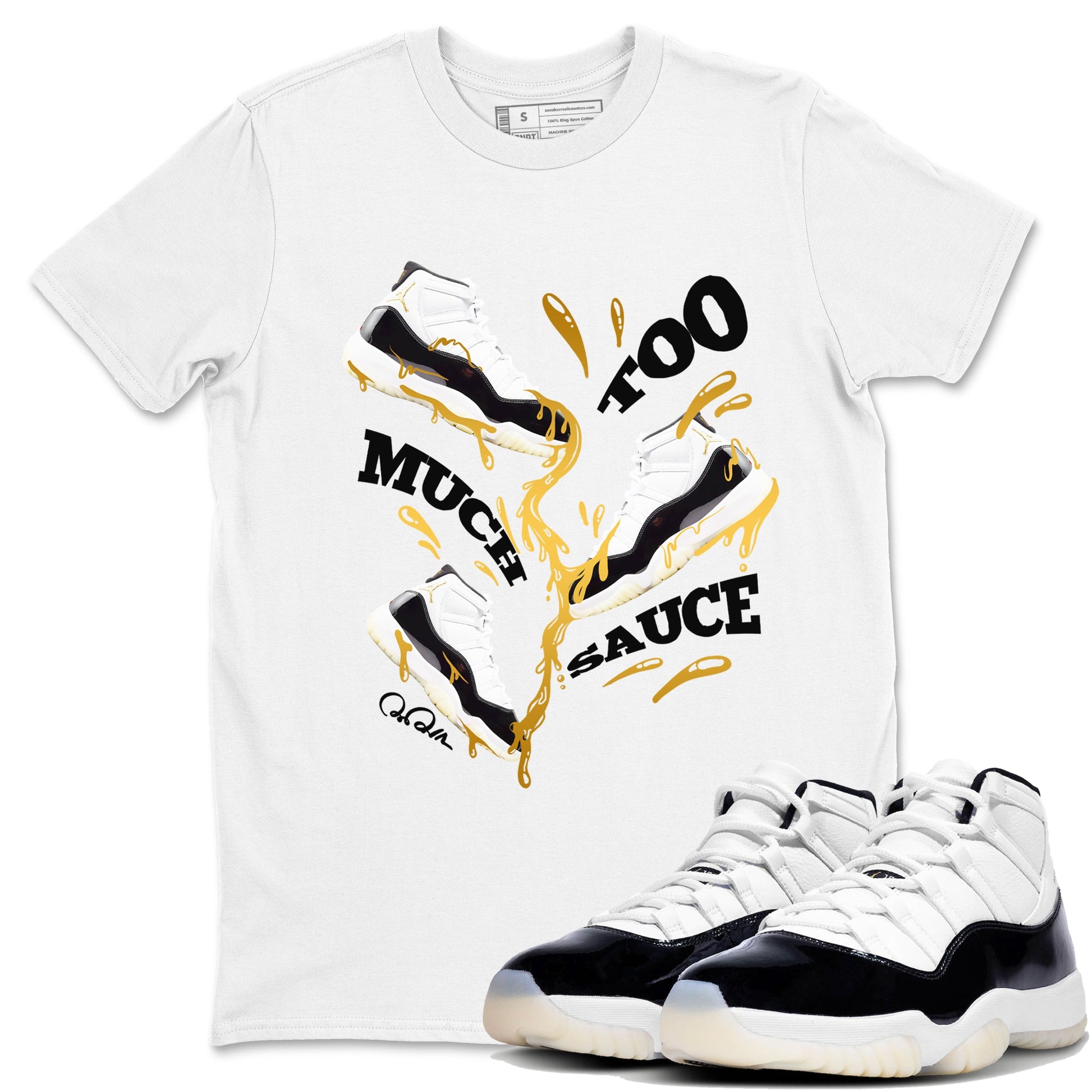 11s Gratitude shirt to match jordans Too Much Sauce sneaker tees Air Jordan 11 Gratitude SNRT Sneaker Release Tees unisex cotton White 1 crew neck shirt