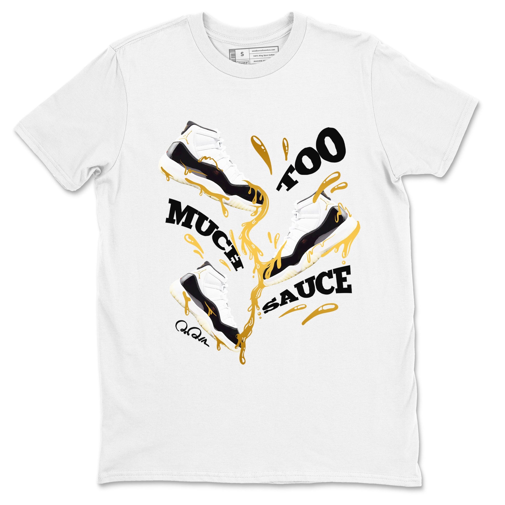 11s Gratitude shirt to match jordans Too Much Sauce sneaker tees Air Jordan 11 Gratitude SNRT Sneaker Release Tees unisex cotton White 2 crew neck shirt