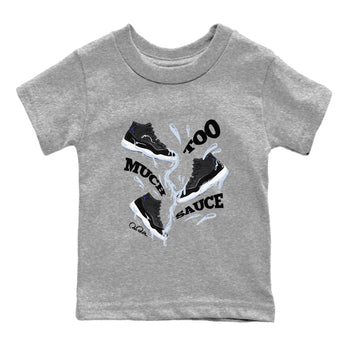 11s Black and Varsity Royal shirt to match jordans Too Much Sauce sneaker tees Air Jordan 11 Black/Varsity Royal SNRT Sneaker Release Tees Baby Toddler Heather Grey 2 T-Shirt