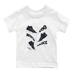 11s Space Jam shirt to match jordans Too Much Sauce sneaker tees Air Jordan 11 Space Jam SNRT Sneaker Release Tees Baby Toddler White 2 T-Shirt