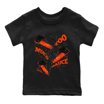 Air Jordan 12 Brilliant Orange Sneaker Match Tees Too Much Sauce Sneaker Tees AJ12 Brilliant Orange Sneaker Release Tees Kids Shirts Black 2