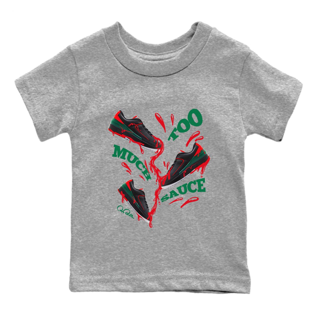 2s Christmas X-mas gift shirt to match jordans Too Much Sauce sneaker tees Air Jordan 2 Christmas SNRT Sneaker Release Tees Baby Toddler Heather Grey 2 T-Shirt