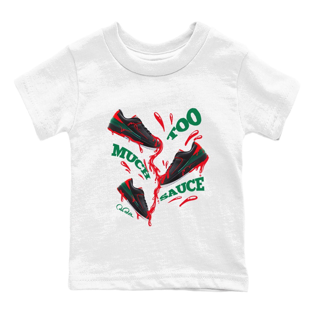 2s Christmas X-mas gift shirt to match jordans Too Much Sauce sneaker tees Air Jordan 2 Christmas SNRT Sneaker Release Tees Baby Toddler White 2 T-Shirt