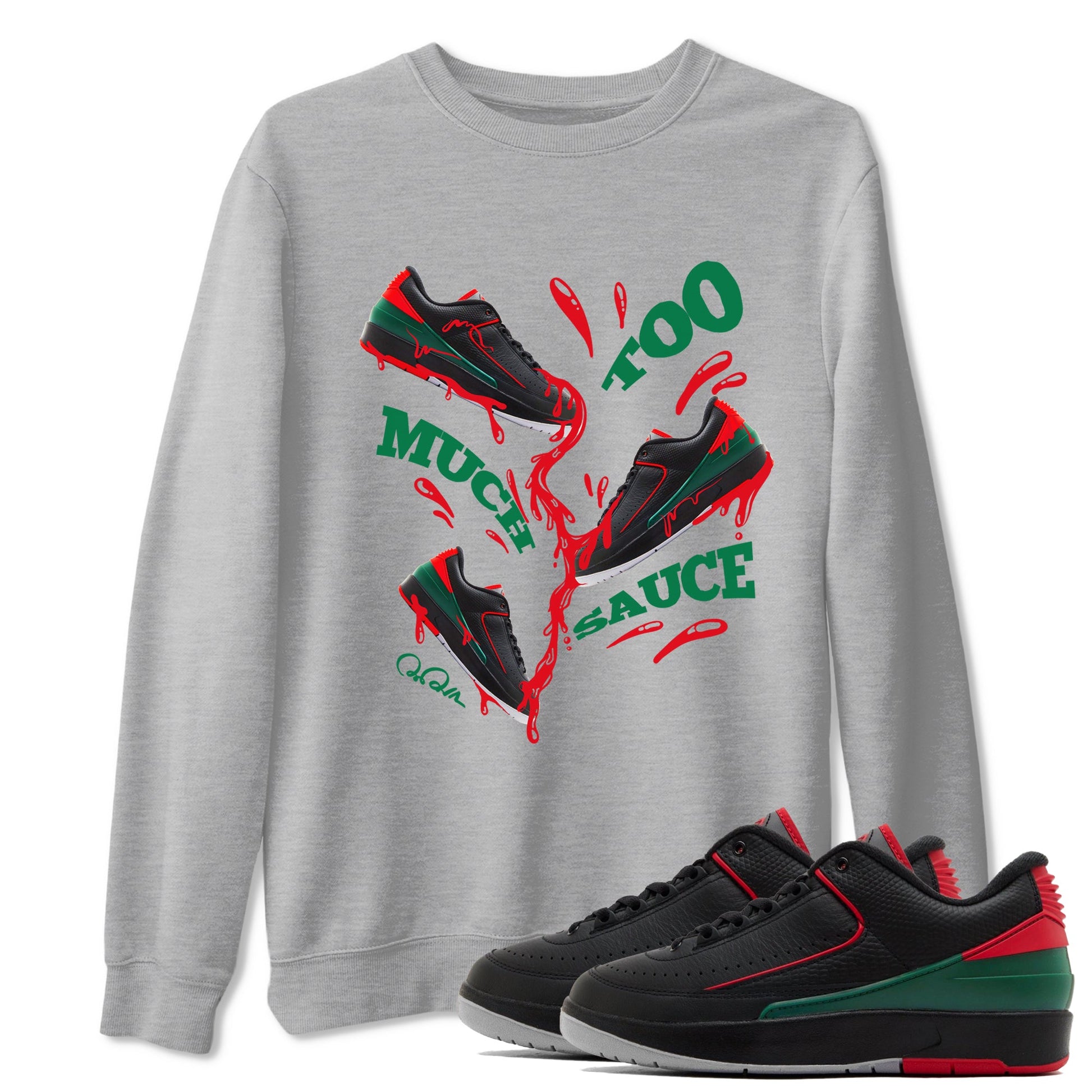 2s Christmas X-mas gift shirt to match jordans Too Much Sauce sneaker tees Air Jordan 2 Christmas SNRT Sneaker Release Tees Unisex Heather Grey 1 T-Shirt