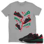 2s Christmas X-mas gift shirt to match jordans Too Much Sauce sneaker tees Air Jordan 2 Christmas SNRT Sneaker Release Tees Unisex Heather Grey 1 T-Shirt