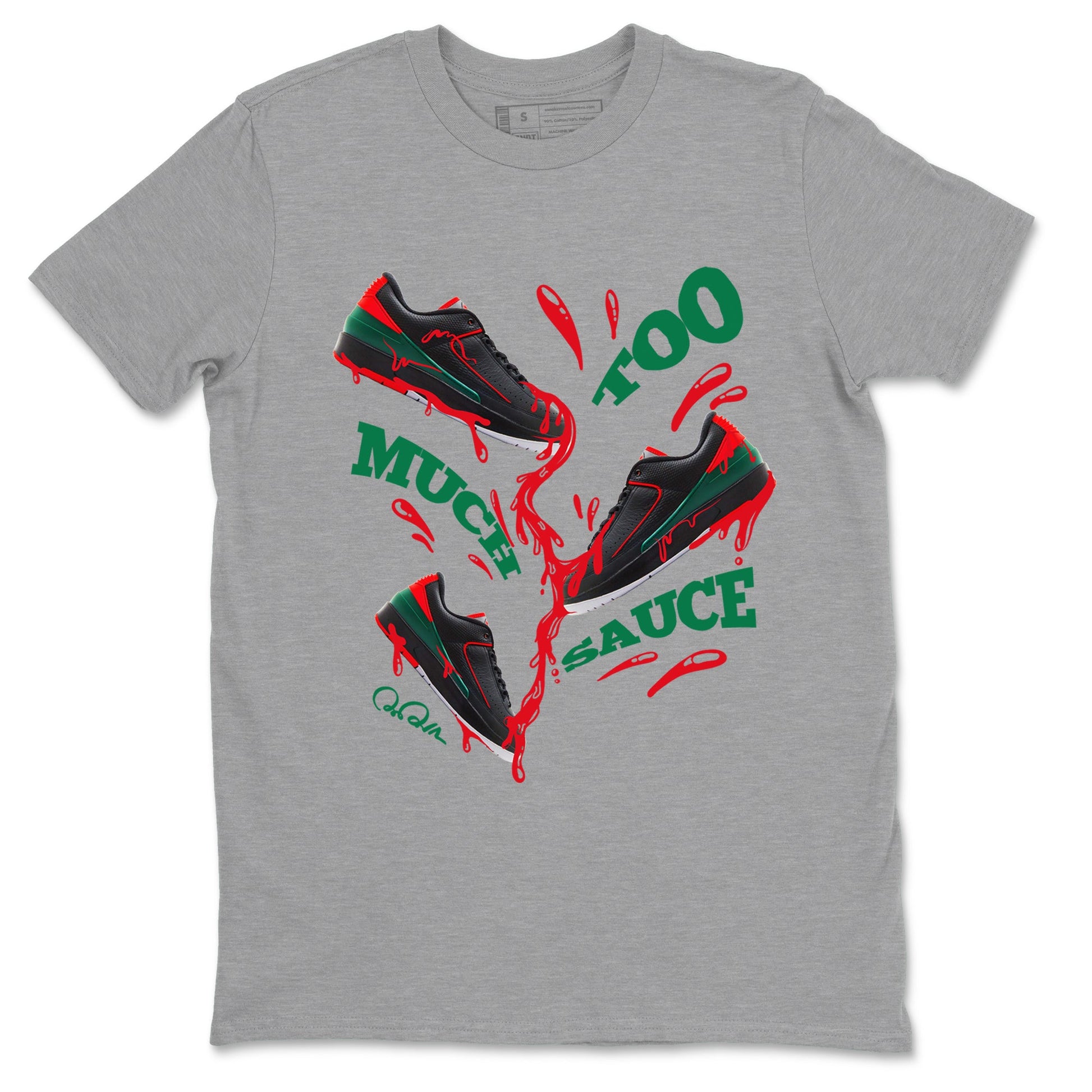 2s Christmas X-mas gift shirt to match jordans Too Much Sauce sneaker tees Air Jordan 2 Christmas SNRT Sneaker Release Tees Unisex Heather Grey 2 T-Shirt