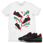 2s Christmas X-mas gift shirt to match jordans Too Much Sauce sneaker tees Air Jordan 2 Christmas SNRT Sneaker Release Tees Unisex White 1 T-Shirt