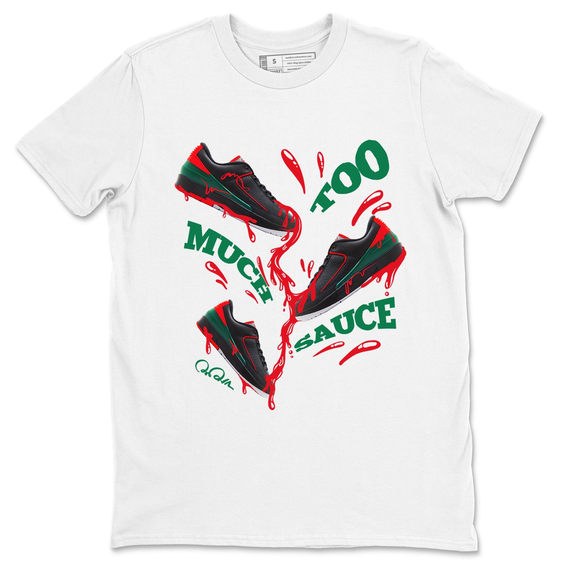 2s Christmas X-mas gift shirt to match jordans Too Much Sauce sneaker tees Air Jordan 2 Christmas SNRT Sneaker Release Tees Unisex White 2 T-Shirt