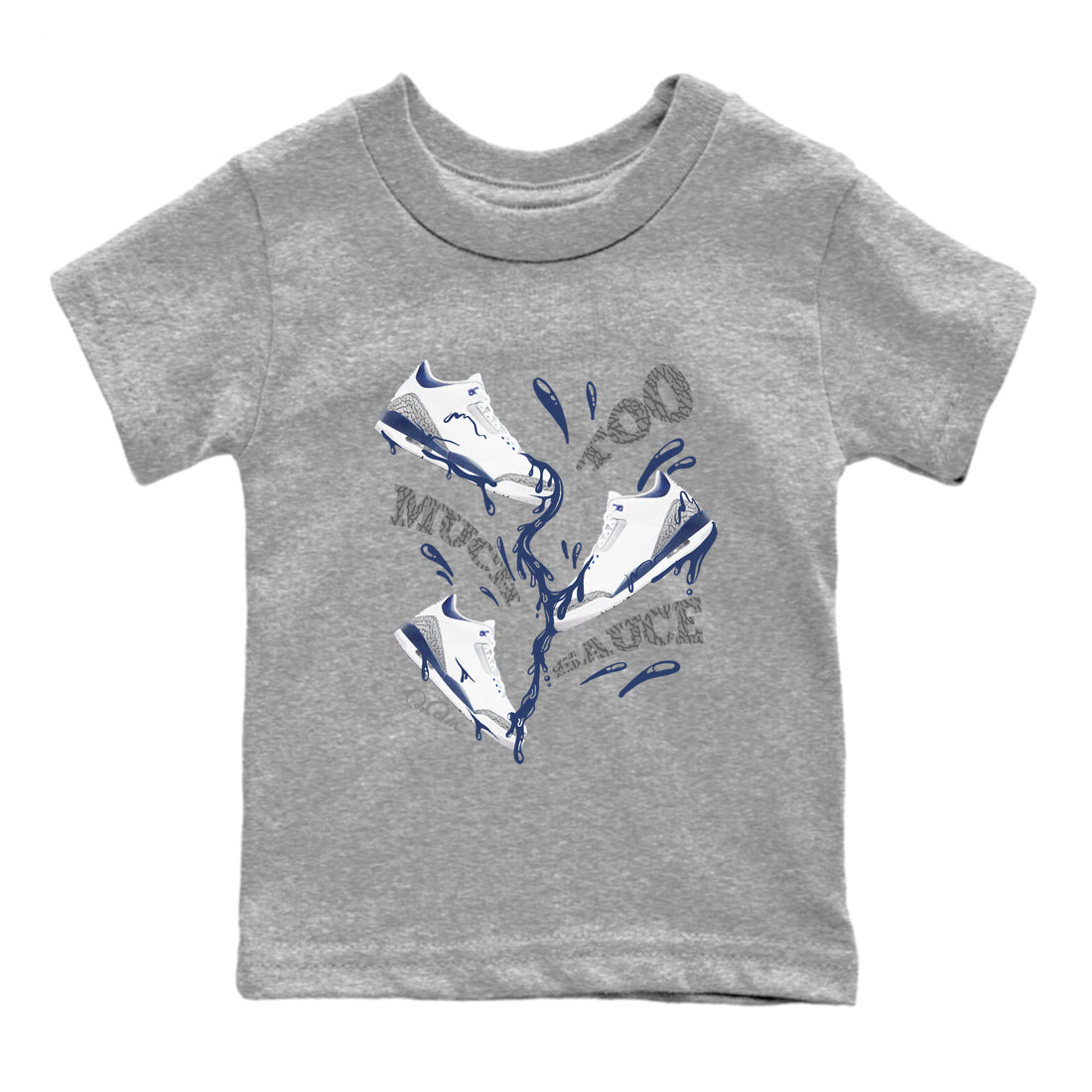 3s Midnight Navy shirt to match jordans Too Much Sauce sneaker tees Air Jordan 3 Midnight Navy SNRT sneaker release tees baby toddler Heather Grey 2 cotton Shirt
