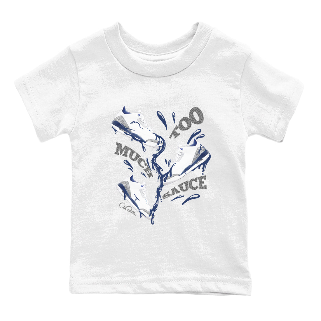 3s Midnight Navy shirt to match jordans Too Much Sauce sneaker tees Air Jordan 3 Midnight Navy SNRT sneaker release tees baby toddler White 2 cotton Shirt