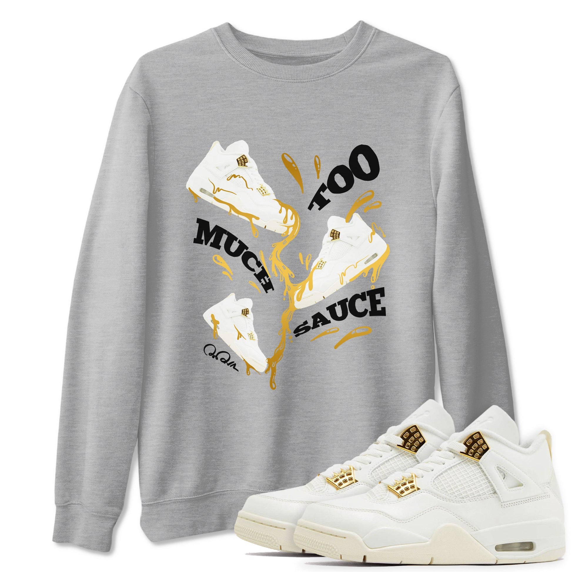 4s Sail shirt to match jordans Too Much Sauce sneaker tees Air Jordan 4 Sail SNRT Sneaker Release Tees unisex cotton Heather Grey 1 crew neck shirt