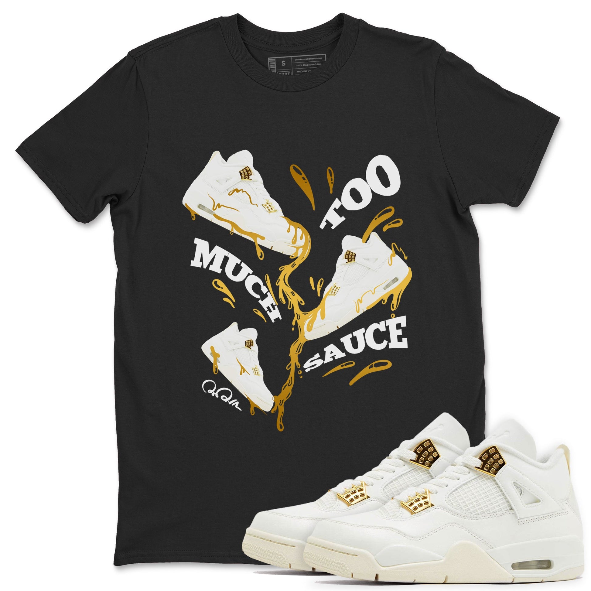 4s Sail shirt to match jordans Too Much Sauce sneaker tees Air Jordan 4 Sail SNRT Sneaker Release Tees unisex cotton Black 1 crew neck shirt