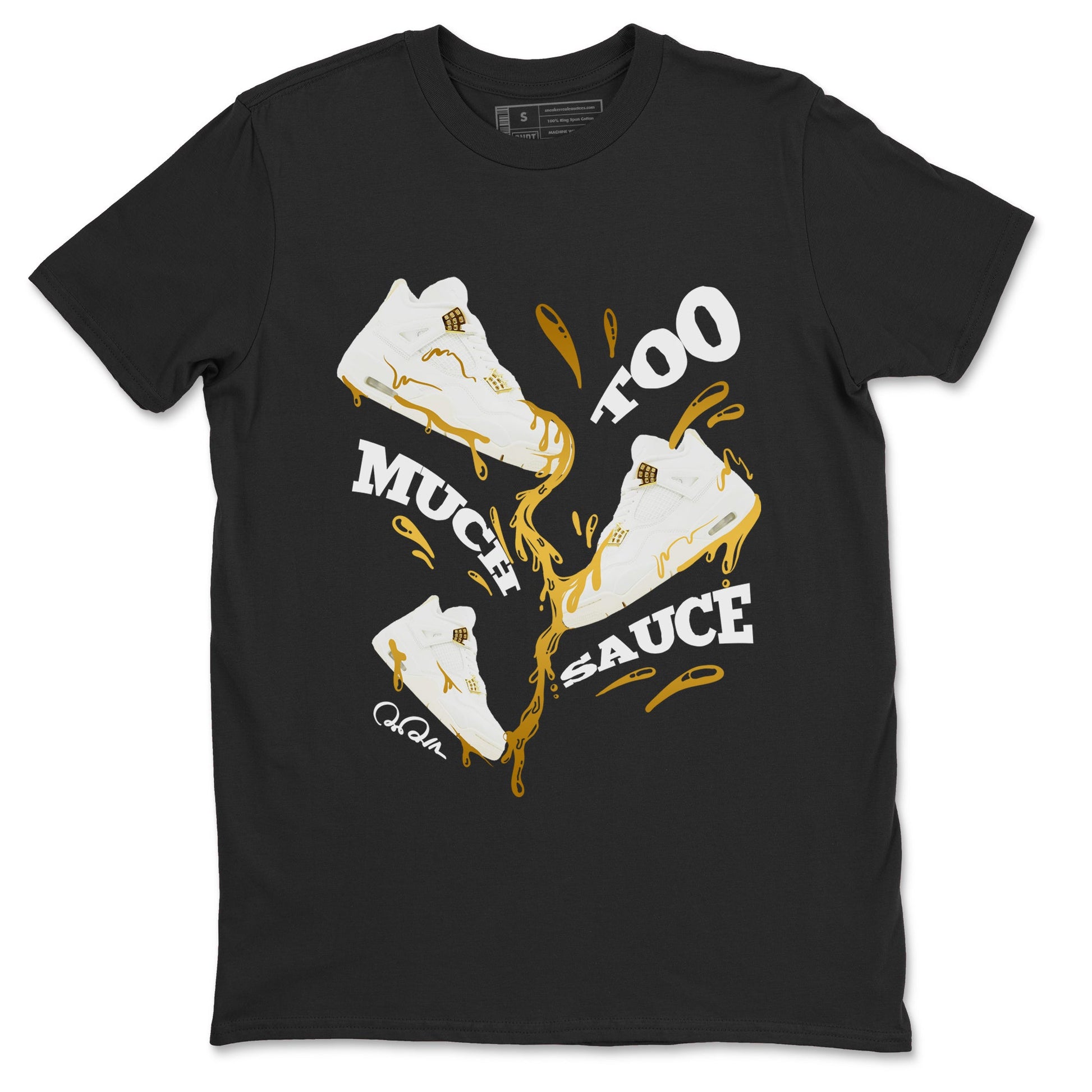 4s Sail shirt to match jordans Too Much Sauce sneaker tees Air Jordan 4 Sail SNRT Sneaker Release Tees unisex cotton Black 2 crew neck shirt
