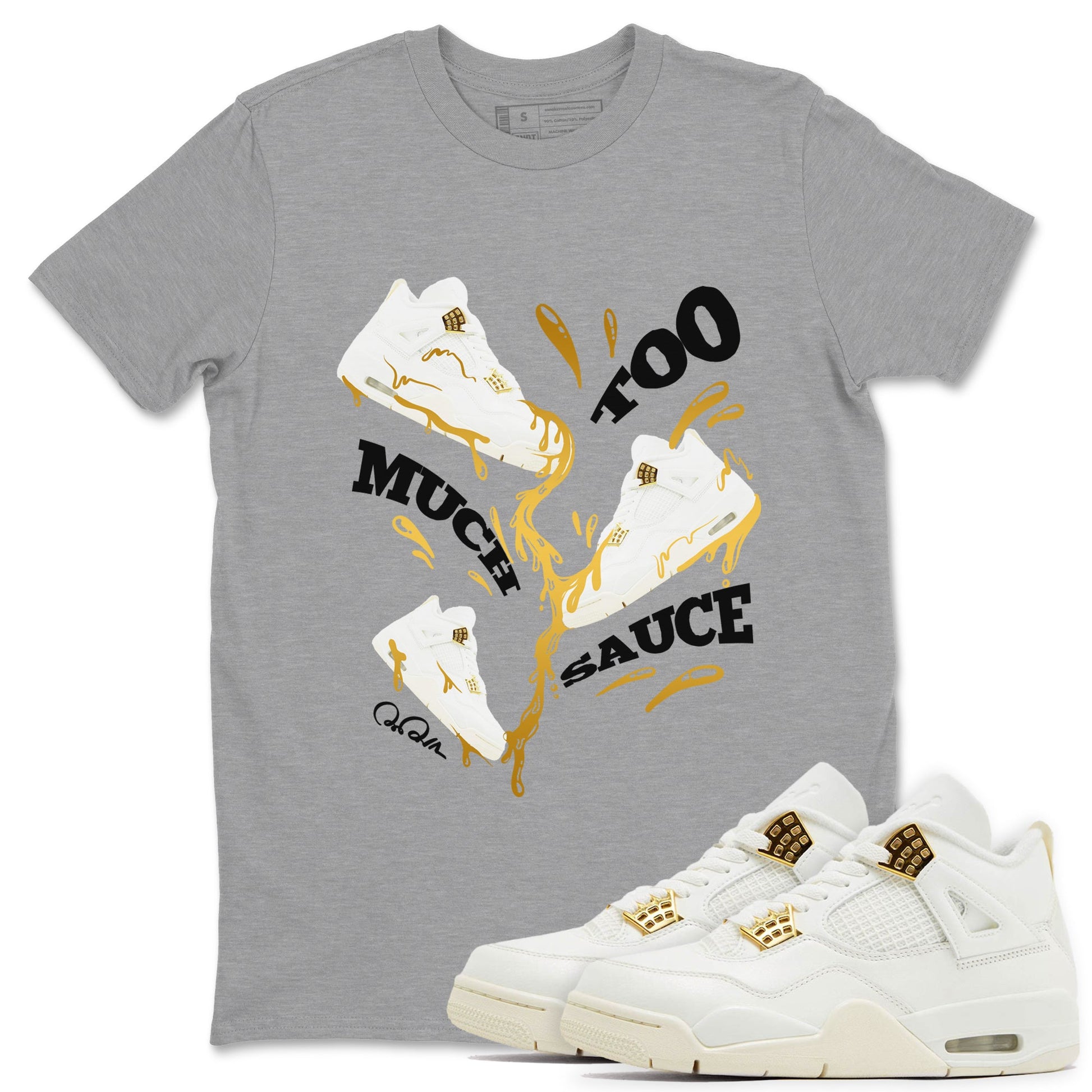 4s Sail shirt to match jordans Too Much Sauce sneaker tees Air Jordan 4 Sail SNRT Sneaker Release Tees unisex cotton Heather Grey 1 crew neck shirt
