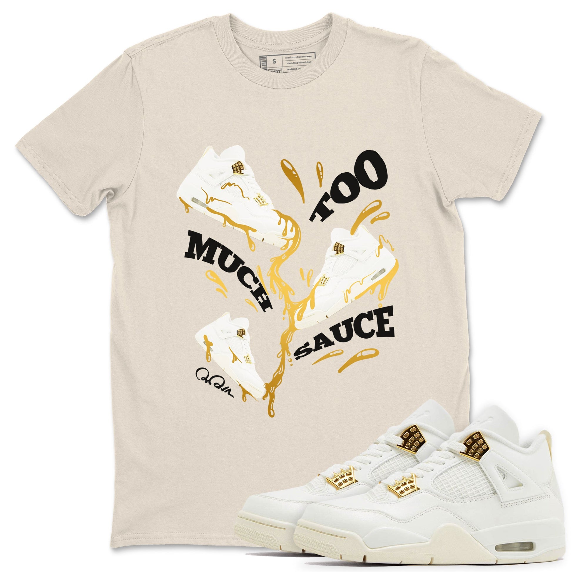 4s Sail shirt to match jordans Too Much Sauce sneaker tees Air Jordan 4 Sail SNRT Sneaker Release Tees unisex cotton Natural 1 crew neck shirt