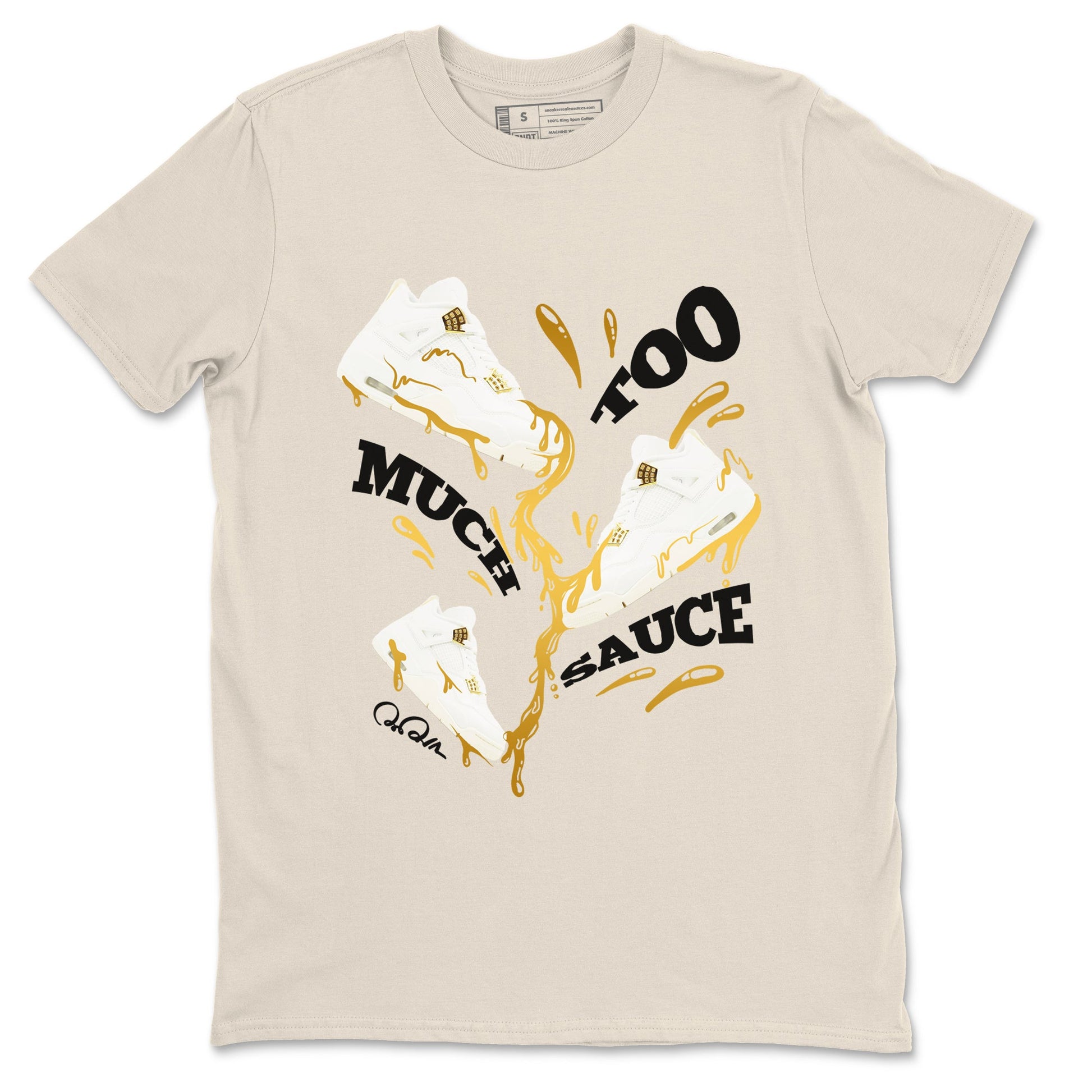 4s Sail shirt to match jordans Too Much Sauce sneaker tees Air Jordan 4 Sail SNRT Sneaker Release Tees unisex cotton Natural 2 crew neck shirt