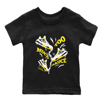AJ4 Vivid Sulfur shirt to match jordans Too Much Sauce sneaker tees Air Jordan 4 Vivid Sulfur SNRT sneaker release tees baby toddler Black 2 cotton Shirt