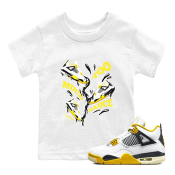 AJ4 Vivid Sulfur shirt to match jordans Too Much Sauce sneaker tees Air Jordan 4 Vivid Sulfur SNRT sneaker release tees baby toddler White 1 cotton Shirt