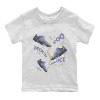 Air Jordan 5 Indigo Haze Sneaker Match Tees Too Much Sauce Sneaker Tees AJ5 Indigo Haze Sneaker Release Tees Kids Shirts White 2