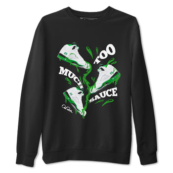5s Lucky Green shirt to match jordans Too Much Sauce sneaker tees Air Jordan 5 Lucky Green SNRT Sneaker Release Tees Unisex Black 2 T-Shirt