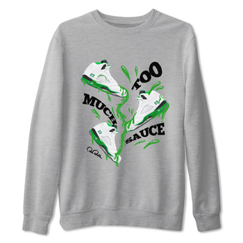 5s Lucky Green shirt to match jordans Too Much Sauce sneaker tees Air Jordan 5 Lucky Green SNRT Sneaker Release Tees Unisex Heather Grey 2 T-Shirt