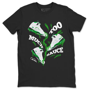 5s Lucky Green shirt to match jordans Too Much Sauce sneaker tees Air Jordan 5 Lucky Green SNRT Sneaker Release Tees Unisex Black 2 T-Shirt