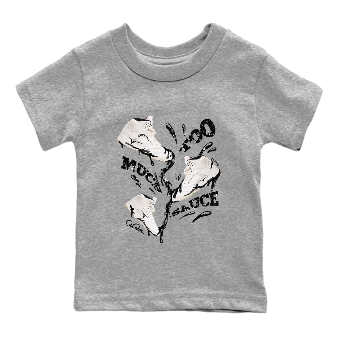 5s Sail shirt to match jordans Too Much Sauce sneaker tees Air Jordan 5 Sail SNRT sneaker release tees baby toddler Heather Grey 2 cotton Shirt