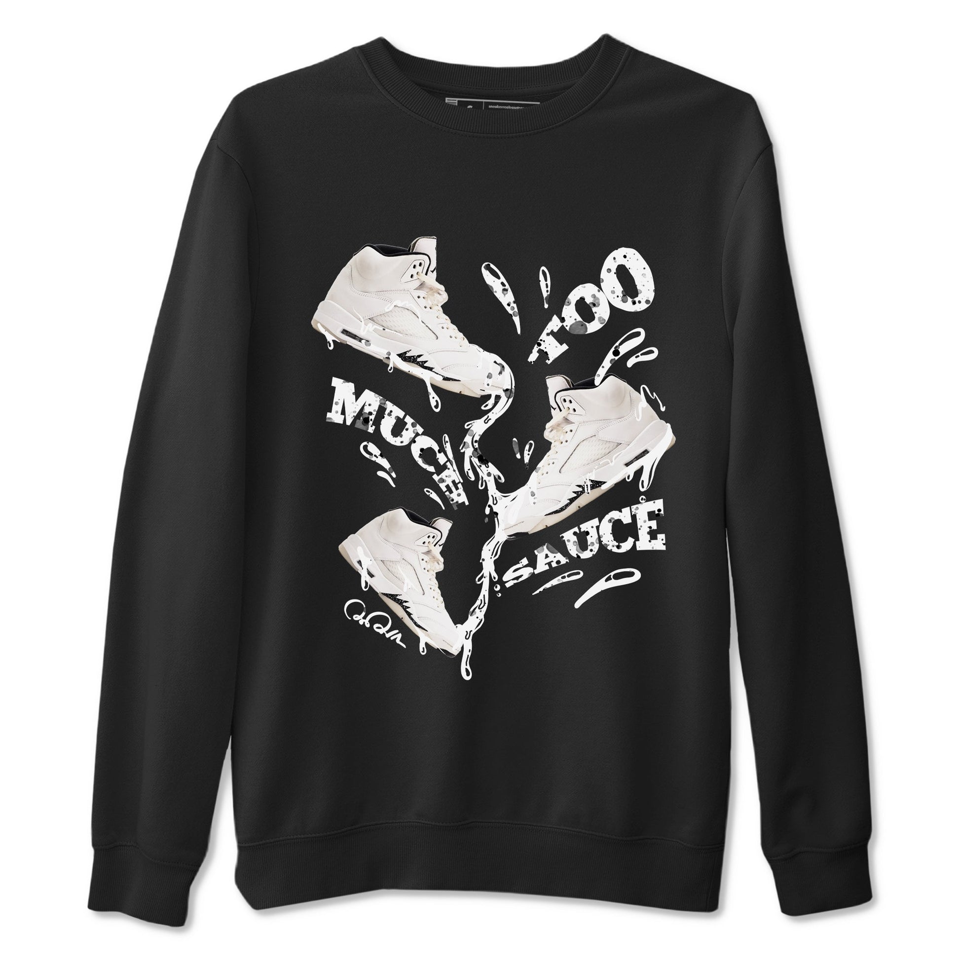 5s Sail shirt to match jordans Too Much Sauce sneaker tees Air Jordan 5 Sail SNRT Sneaker Release Tees unisex cotton Black 2 crew neck shirt