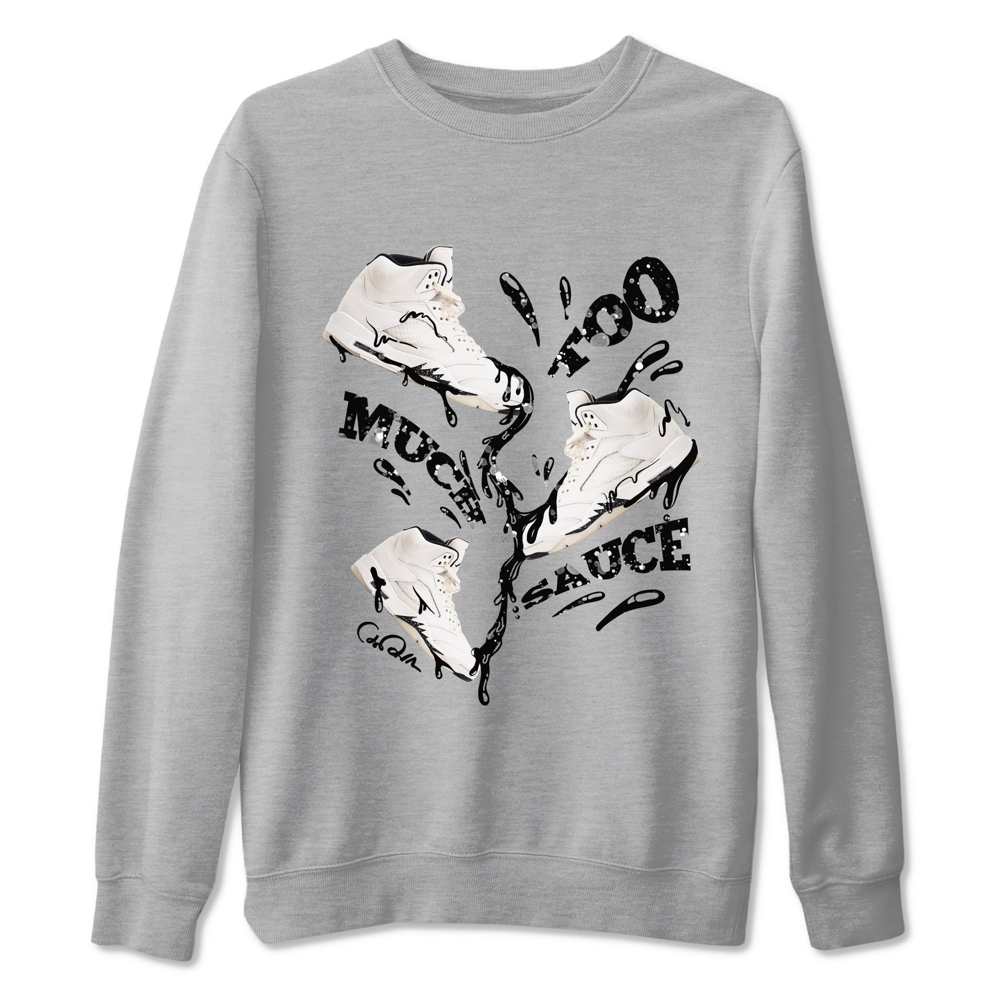 5s Sail shirt to match jordans Too Much Sauce sneaker tees Air Jordan 5 Sail SNRT Sneaker Release Tees unisex cotton Heather Grey 2 crew neck shirt