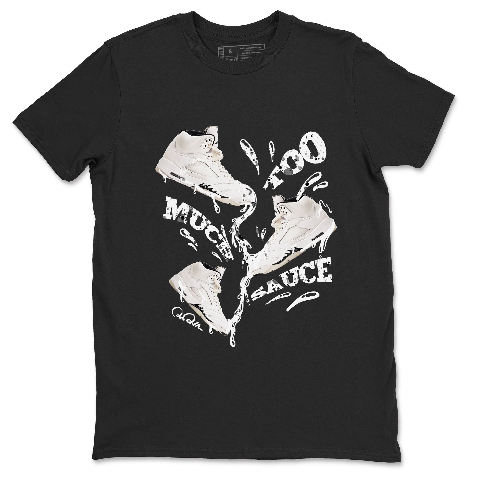 5s Sail shirt to match jordans Too Much Sauce sneaker tees Air Jordan 5 Sail SNRT Sneaker Release Tees unisex cotton Black 2 crew neck shirt