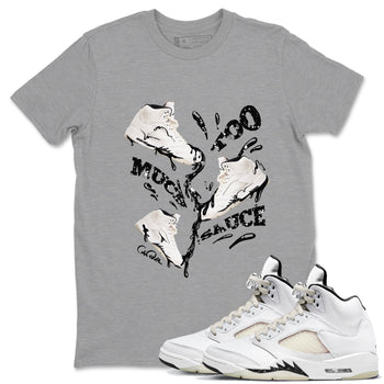 5s Sail shirt to match jordans Too Much Sauce sneaker tees Air Jordan 5 Sail SNRT Sneaker Release Tees unisex cotton Heather Grey 1 crew neck shirt