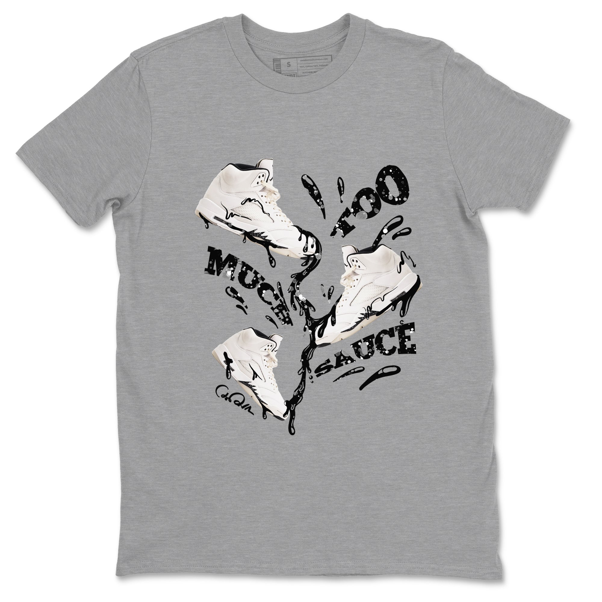 5s Sail shirt to match jordans Too Much Sauce sneaker tees Air Jordan 5 Sail SNRT Sneaker Release Tees unisex cotton Heather Grey 2 crew neck shirt
