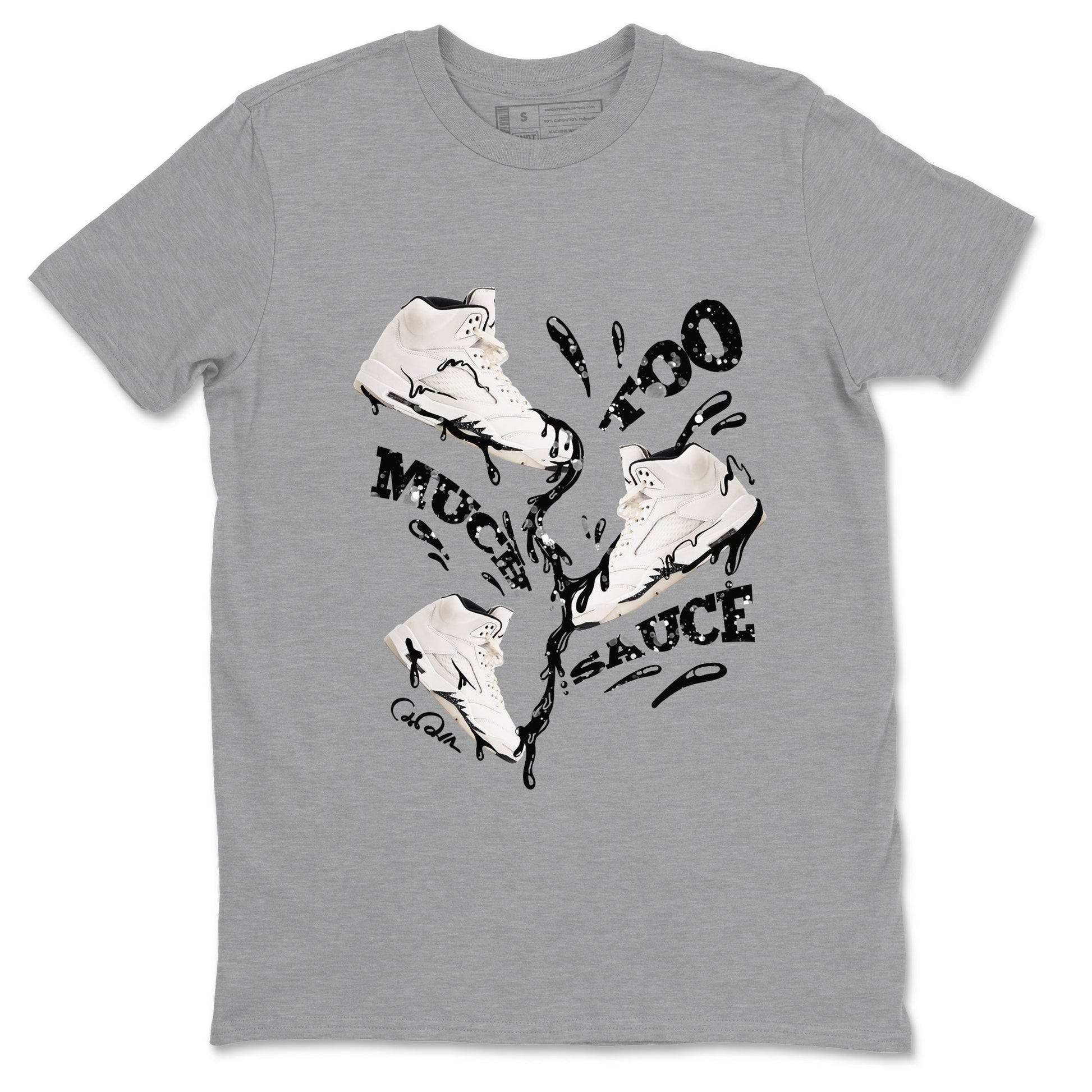 5s Sail shirt to match jordans Too Much Sauce sneaker tees Air Jordan 5 Sail SNRT Sneaker Release Tees unisex cotton Heather Grey 2 crew neck shirt
