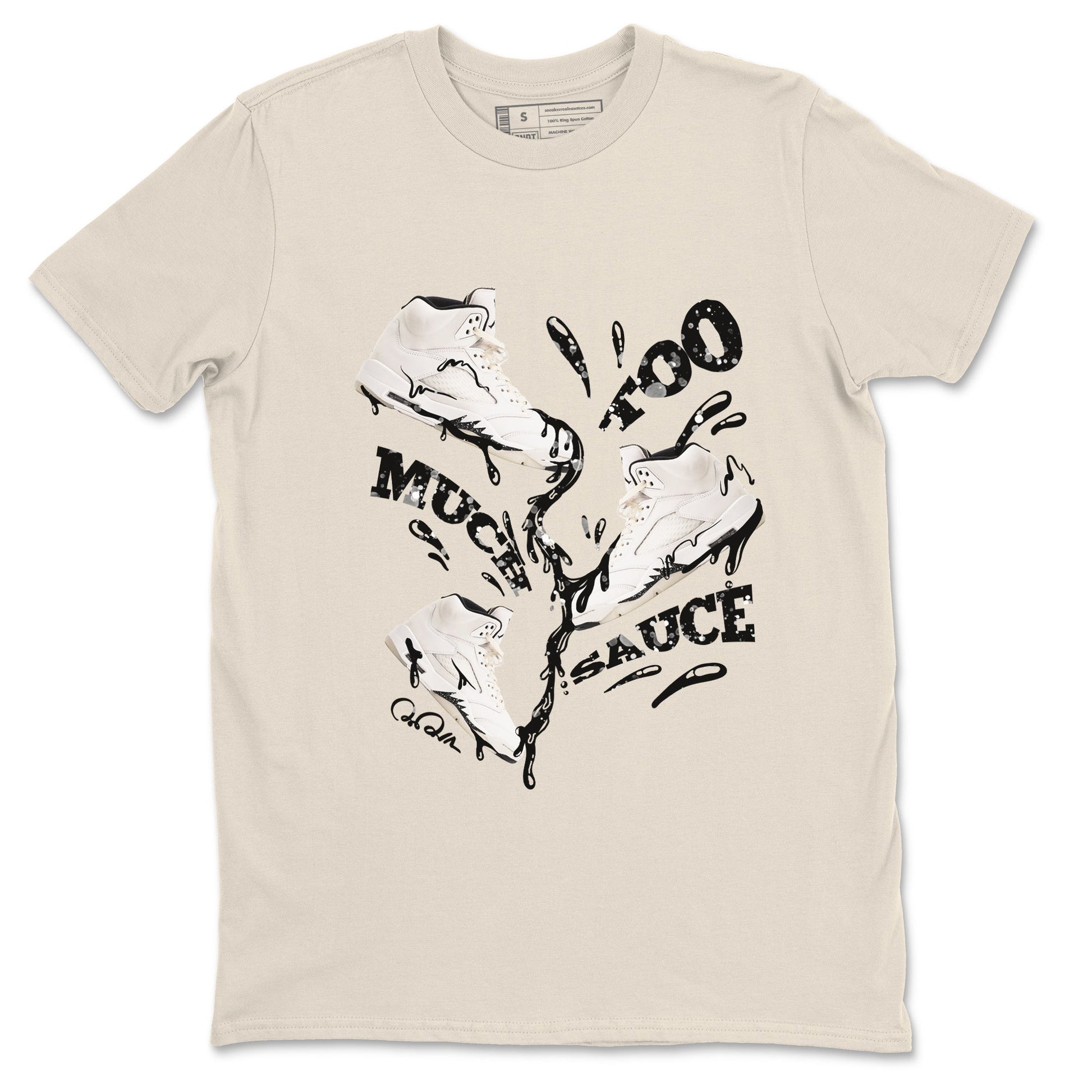 5s Sail shirt to match jordans Too Much Sauce sneaker tees Air Jordan 5 Sail SNRT Sneaker Release Tees unisex cotton Natural 2 crew neck shirt
